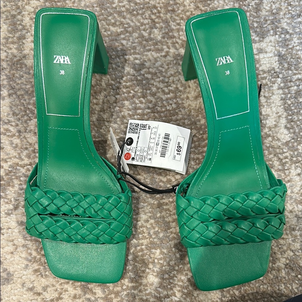 Zara Women's Green Braided Sandals